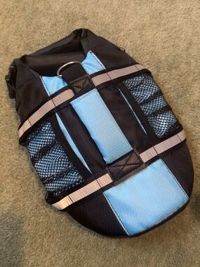Light Blue and Black Reflective Small Dog life Vest